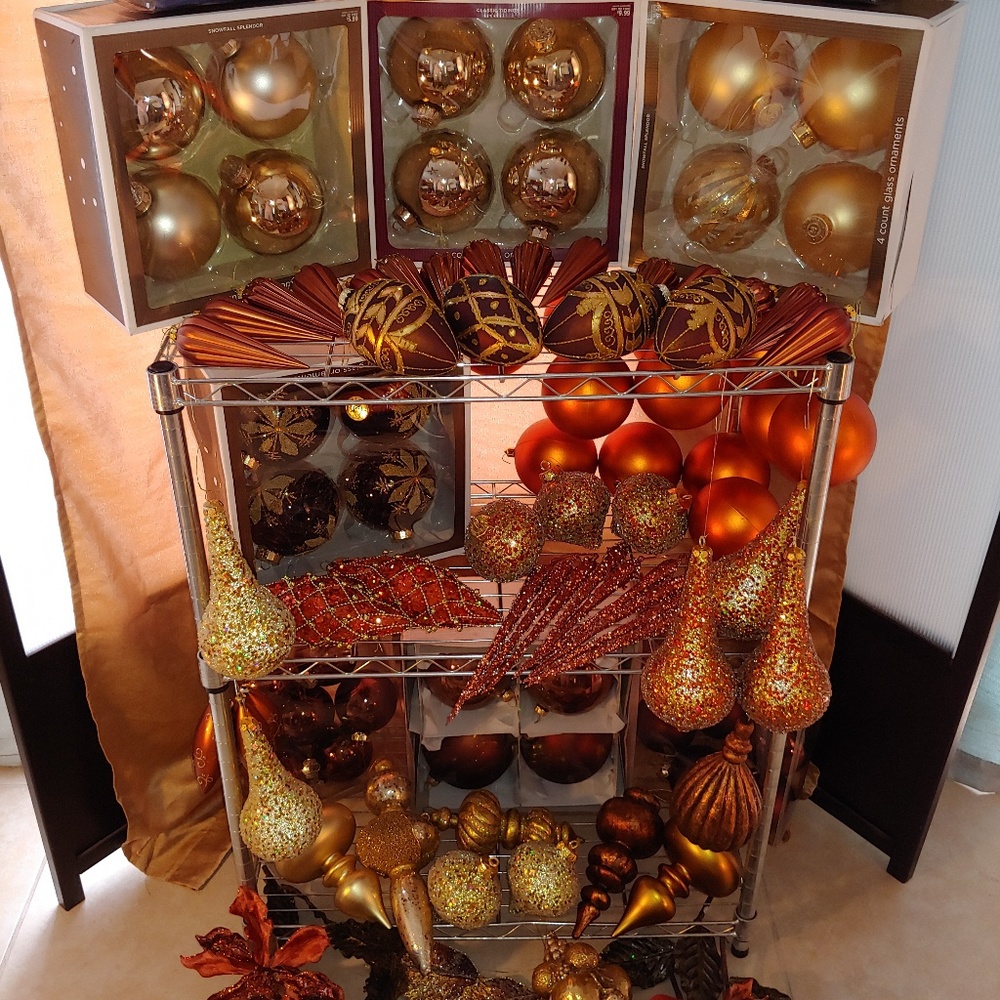 Christmas ornaments in chocolate gold and pumpkin